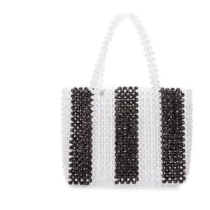 Bari Lynn beaded black white handbag